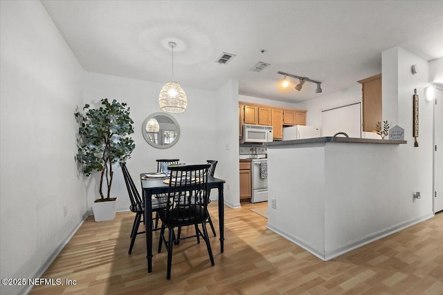 dining area with light hardwood / wood-style flooring