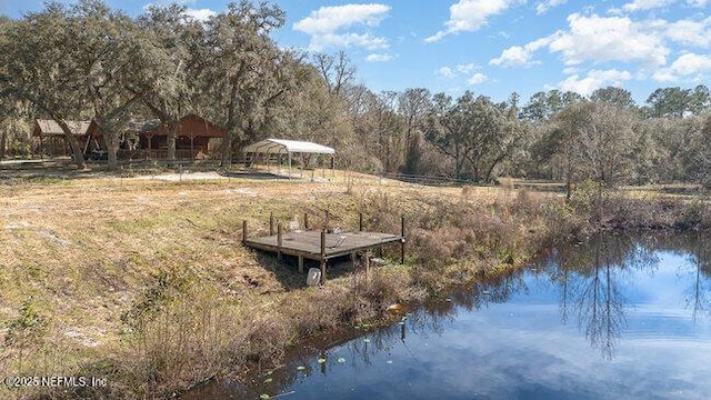 exterior space featuring a water view