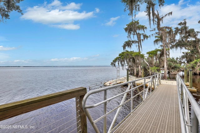 dock area featuring a water view