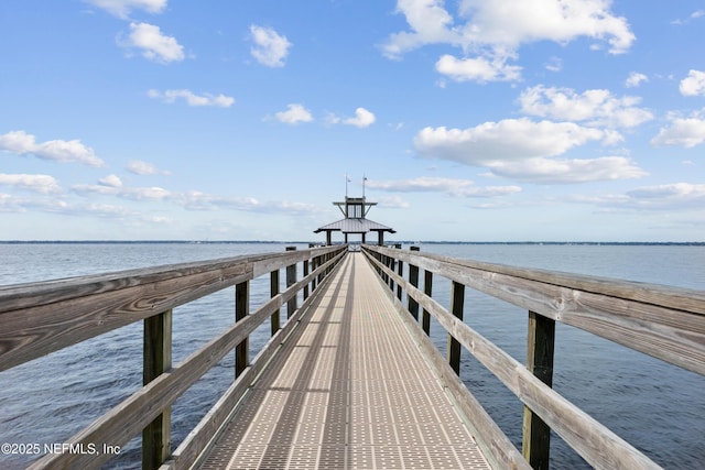 view of dock featuring a water view