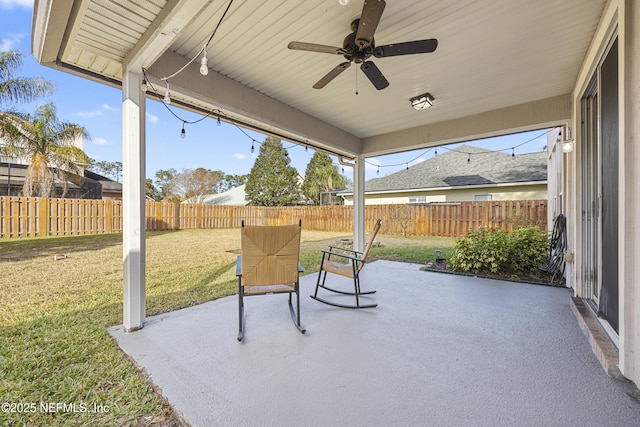 view of patio with ceiling fan