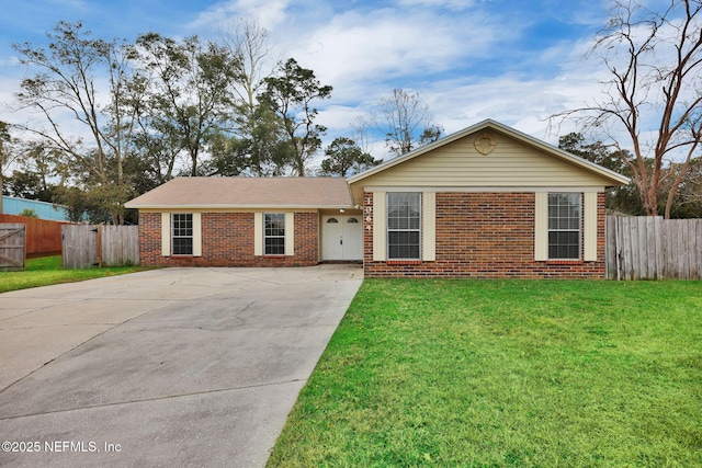 ranch-style house with a front lawn