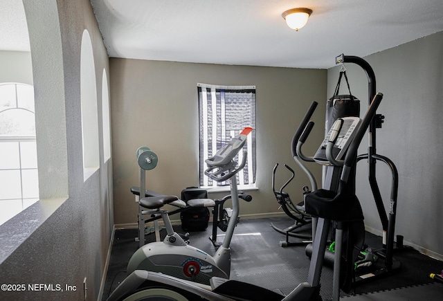 exercise room with plenty of natural light