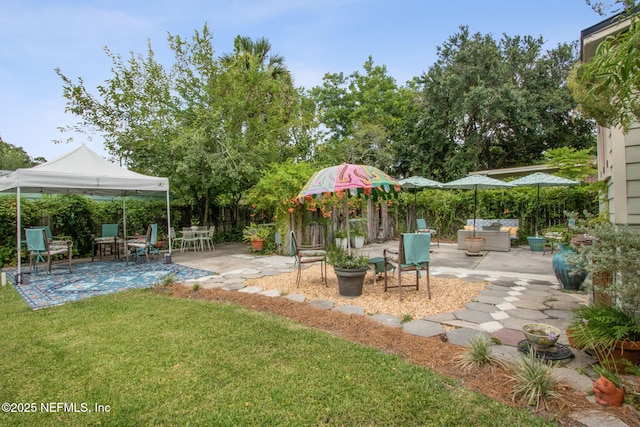 view of yard with a gazebo and a patio