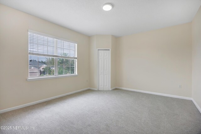 unfurnished room featuring carpet floors and a textured ceiling