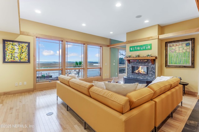 living room with light hardwood / wood-style floors