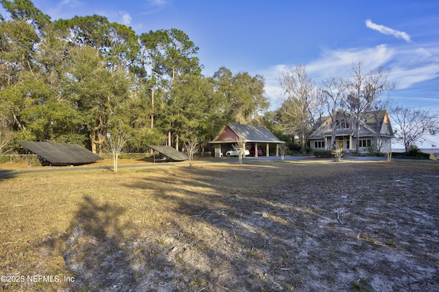 view of front of house featuring solar panels