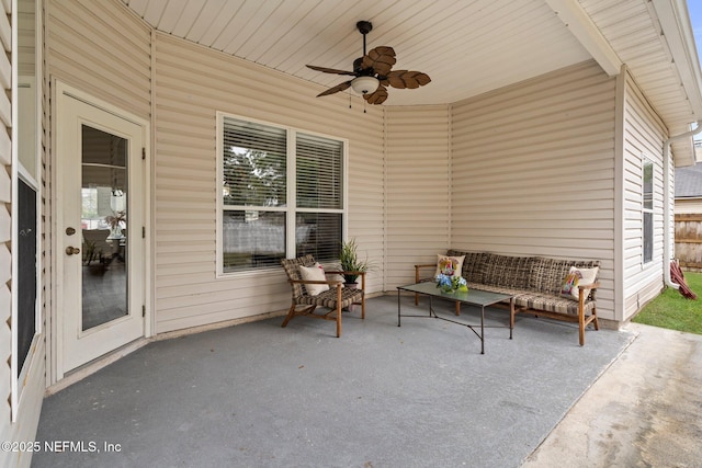 view of patio / terrace featuring outdoor lounge area and ceiling fan