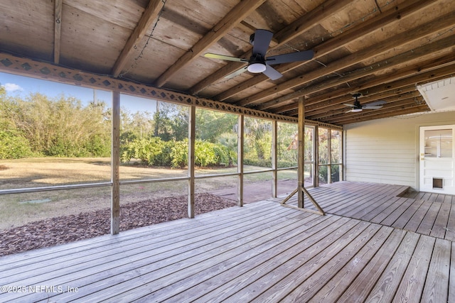 wooden terrace with ceiling fan