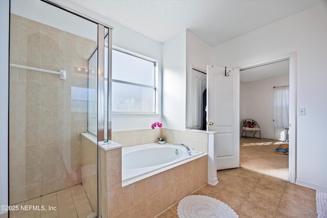 bathroom featuring plus walk in shower