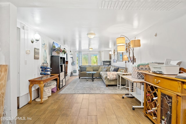 living room with light wood-type flooring