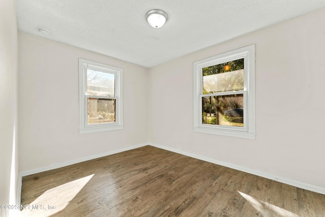 empty room with a wealth of natural light and hardwood / wood-style flooring
