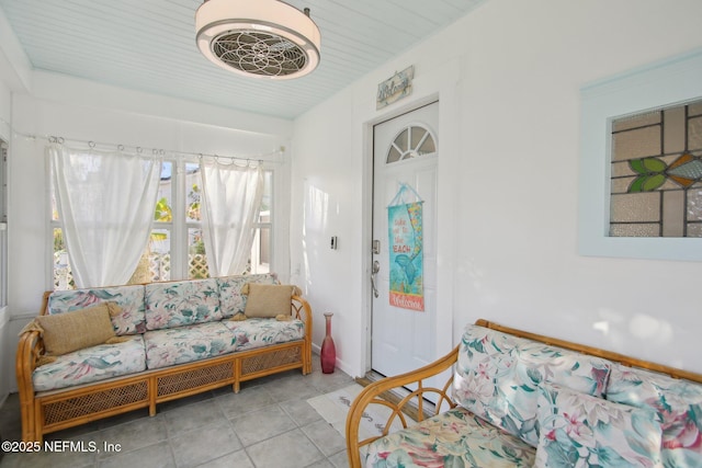 interior space featuring light tile patterned floors