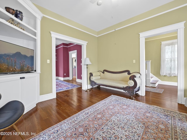 sitting room with hardwood / wood-style floors