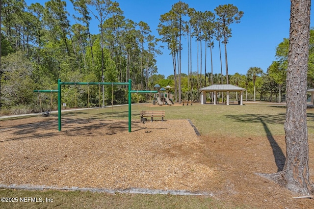 view of jungle gym featuring a gazebo