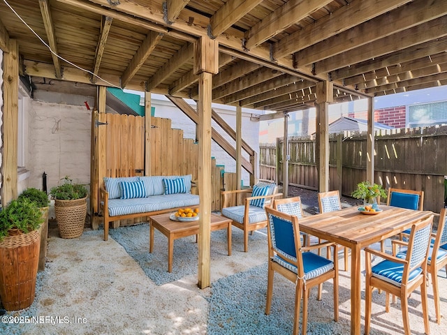 view of patio featuring an outdoor hangout area