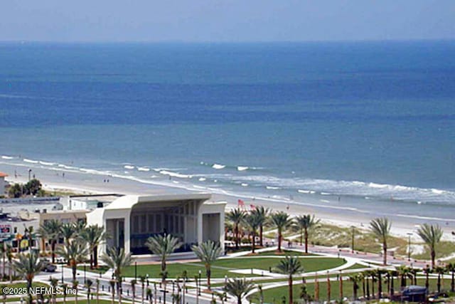 view of water feature with a view of the beach