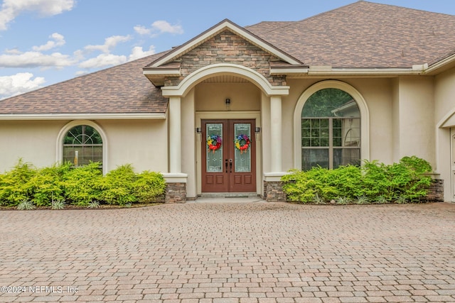 property entrance with french doors