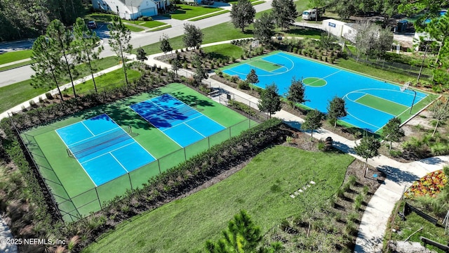 view of basketball court with tennis court