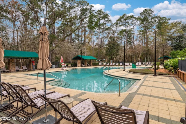 view of pool featuring a patio area