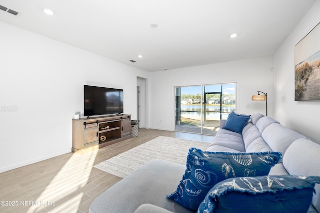 living room with light wood-type flooring