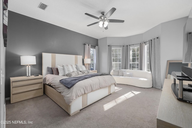 bedroom featuring carpet floors and ceiling fan