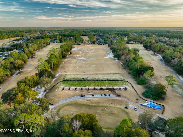 view of aerial view at dusk