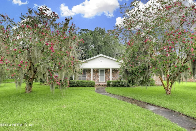 view of front of house with a front lawn