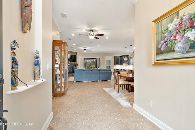 interior space featuring light tile patterned floors