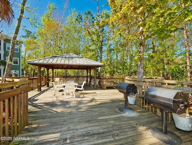 deck with a gazebo and grilling area