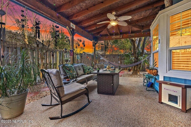 view of patio / terrace featuring an outdoor hangout area and ceiling fan