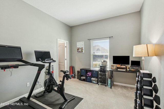 workout room with carpet floors