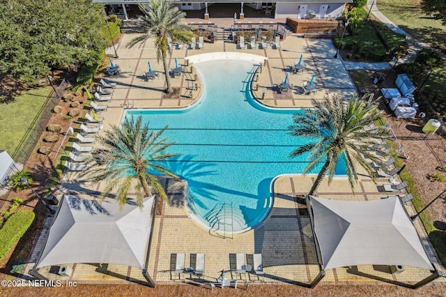 view of swimming pool with a patio area