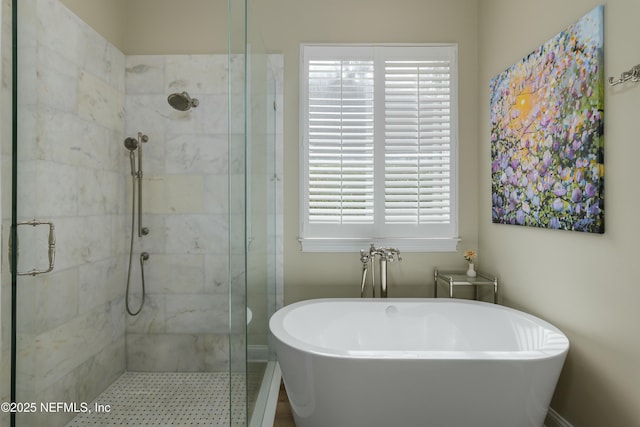 bathroom with independent shower and bath