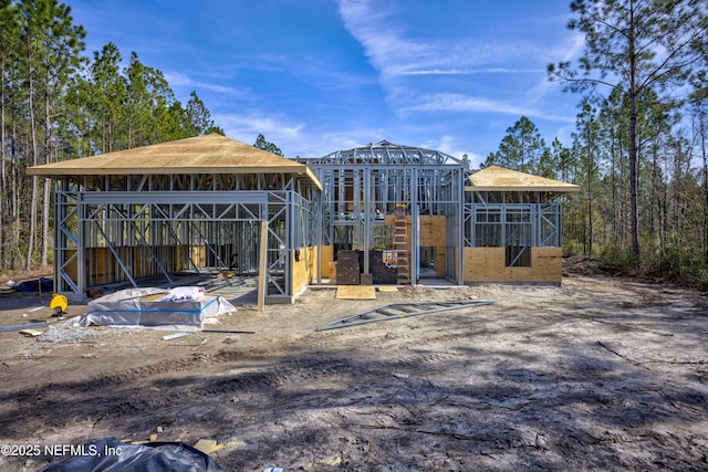 exterior space with an outbuilding