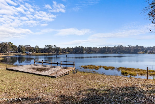 view of dock featuring a water view