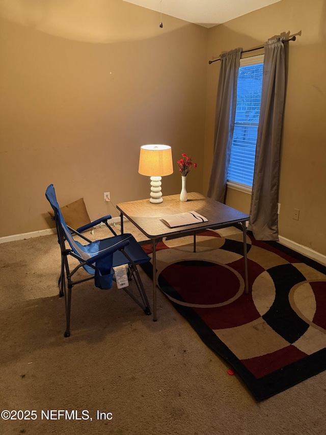 unfurnished dining area with carpet flooring