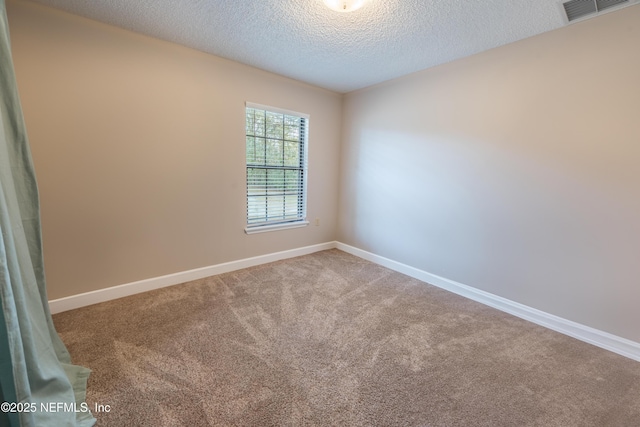 empty room featuring carpet and a textured ceiling