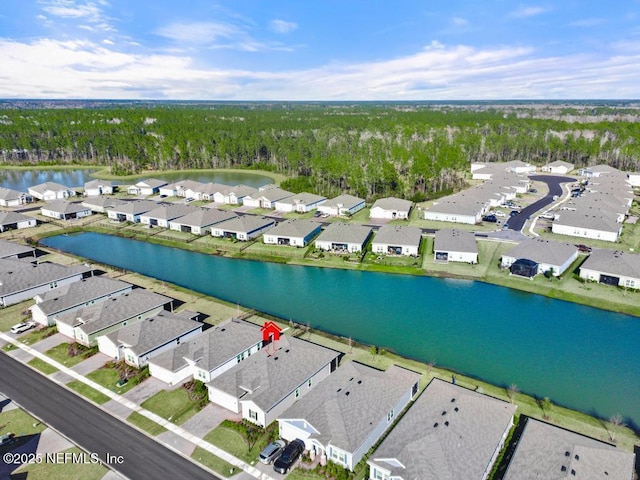 bird's eye view featuring a water view