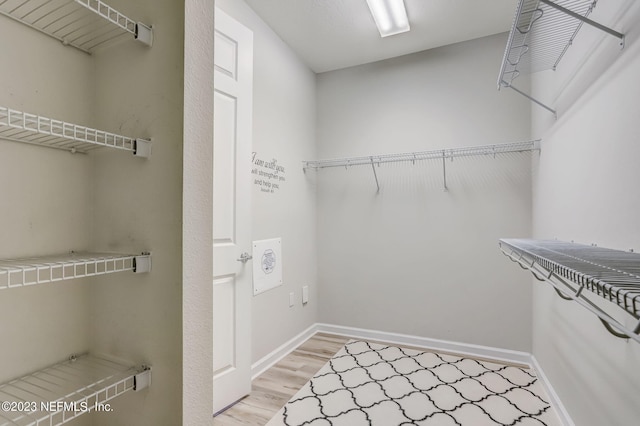 spacious closet featuring light wood-type flooring