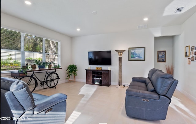 view of tiled living room