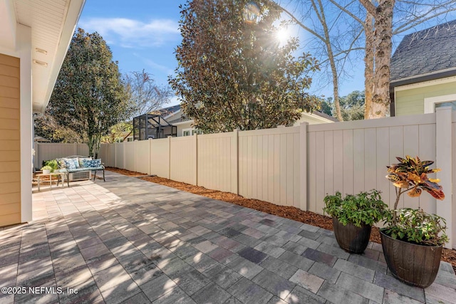 view of patio / terrace featuring an outdoor living space