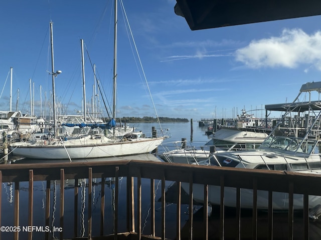 view of dock featuring a water view