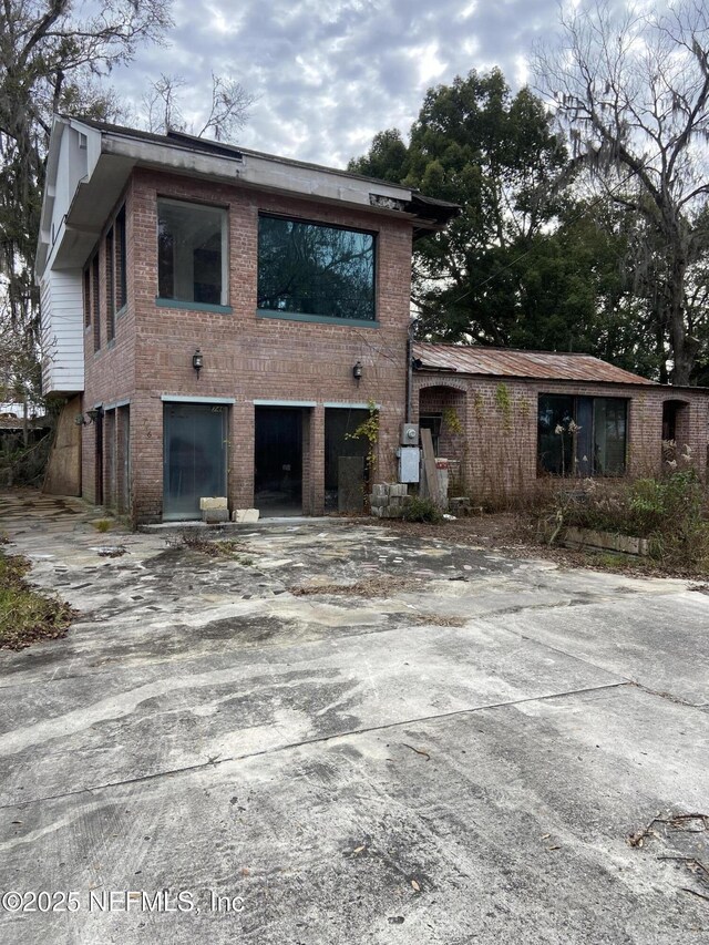 exterior space with a garage