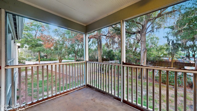 view of unfurnished sunroom