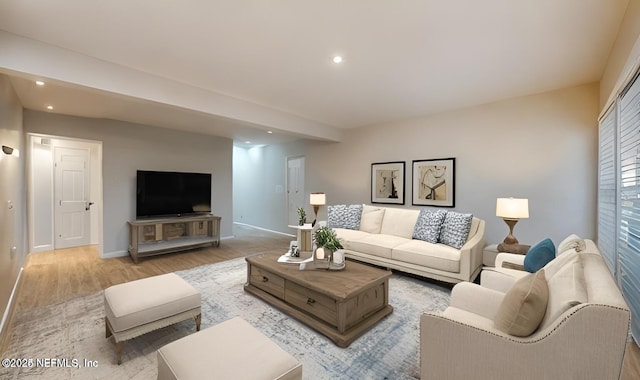 living room featuring light hardwood / wood-style floors