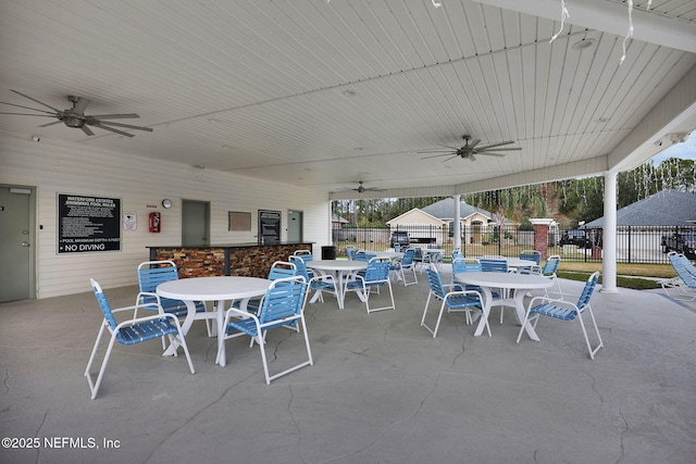 view of patio / terrace featuring ceiling fan