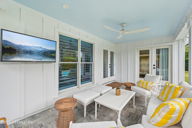 view of patio / terrace featuring ceiling fan