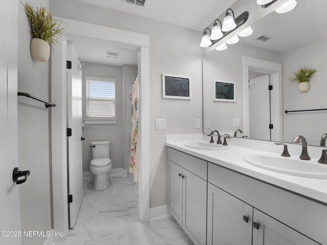 bathroom with toilet and vanity