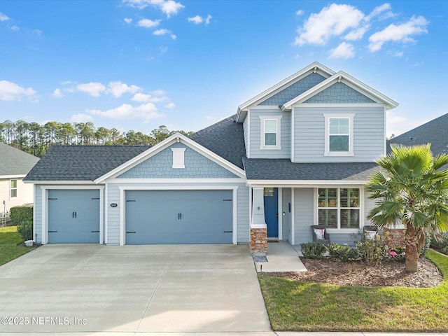 craftsman inspired home with a garage